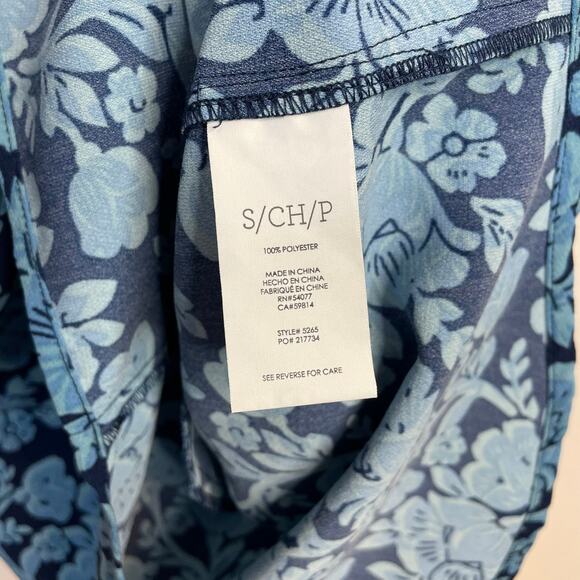 Cabi Java Blue Floral Tie Waist Cap Sleeve Button front Lightweight Dress 5265 S - Picture 15 of 16